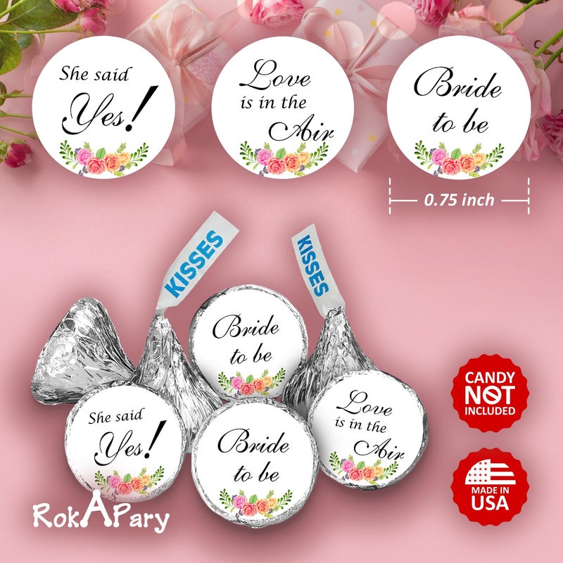 RokAPary 324 Floral Roses Bridal Shower, Bachelorette Party, Bride to Be Kisses Stickers, Chocolate Drops Labels Sticker for Engagement Party Decorations, Favors for Kiss. Made in USA - Image 5